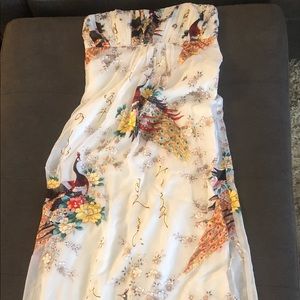 Adele Fado strapless, peacock gown. Made in Italy.